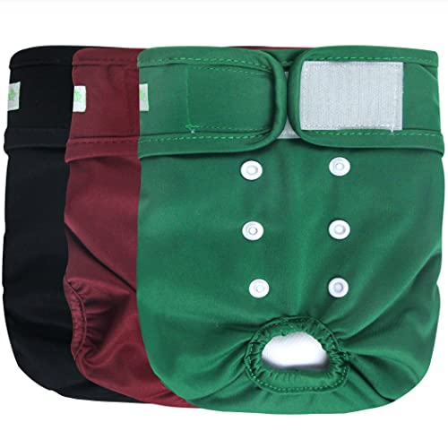 wegreeco Washable Female Dog Diapers (Pack of 3) - color: Burgundy, Black, Jade, size: Small