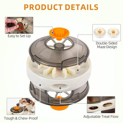 XCZAP UFO Treat-Dispensing Dog Toy, Interactive Puzzle Slow Feeder for Mental Enrichment, Durable Wobble Toy for Small/Medium/Large Breeds, Boredom Buster & Slow Eating Training Tool