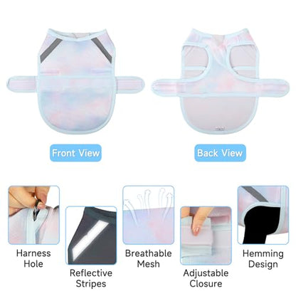 Dog Cooling Vest,Adjustable Lightweight Dog Cooler Jacket for Summer 3D Breathable Mesh Pet Cooling Shirts with Reflective Stripe UV Protection Pet T Shirt for Beach, Hiking, Walking - size: S