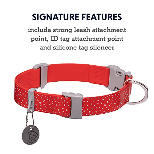 Ruffwear, Confluence Dog Collar, Waterproof Heavy Duty Quick Release Buckle, Odor-Resistant Easy Clean Adjustable TPU Webbing with & Silent ID Attachment, Red Sumac, 14"-20" - color: Red Sumac, size: 14"-20"