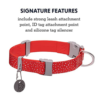 Ruffwear, Confluence Dog Collar, Waterproof Heavy Duty Quick Release Buckle, Odor-Resistant Easy Clean Adjustable TPU Webbing with & Silent ID Attachment, Red Sumac, 20"-26" - color: Red Sumac, size: 20"-26"