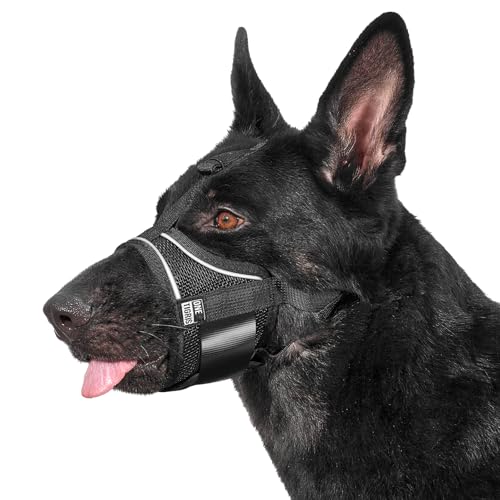 OneTigris Dog Muzzle,Soft Nylon Muzzle Anti Biting Barking Chewing,Air Mesh Breathable Drinkable Adjustable Loop Pets Muzzle for Small Medium Large Dogs(XL) - size: XL