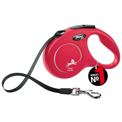 Automatic Leash Flexi New Classic Tape S 5M Red - size: Small (5m)
