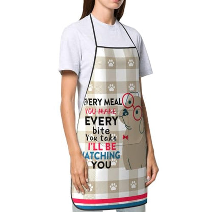 Women Men Bib Aprons Chef Cooking Apron With Pockets For Kitchen Grilling Bbq Painting Gardening - color: Funny Dog