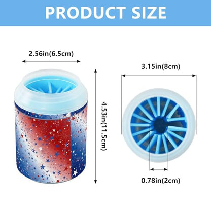 250th Anniversary Red Pattern Dog Paw Cleaner Cup with Soft Silicone Brush, Small Portable Lightweight Muddy Paw Washer for Dogs, Easy to Use Pet Foot Cleaner