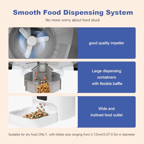 ANDOLL HOME Automatic Cat Feeder, 4L Cat Food Dispenser with 10s Voice Recorder, Pet Feeder up to 8 Meals per Day, Timed Dog Feeder with Dry Food Sealed Ring - color: Jade white
