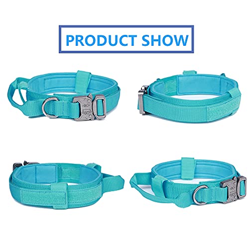 Tactical Dog Collar Adjustable Military Nylon Dog Collar with Control Handle and Heavy Duty Metal Buckle for Medium and Large Dogs (Blue,S) - color: Blue, size: Small (Pack of 1)