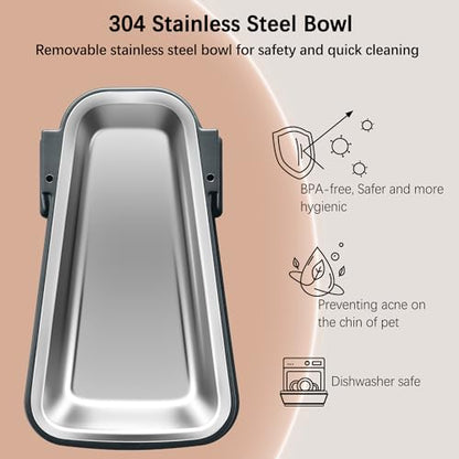 Automatic Dog and Cat Food Feeder and Water Dispenser Set with Stainless Steel Bowls,Gravity Pet Food and Water Feeders,100% BPA-Free,Large Capacity for Cats Dogs Pets…(3.5L Dark Gray) - color: 3.5L dark gray