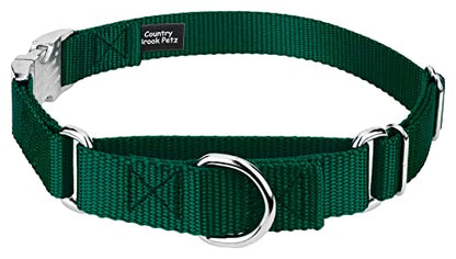 Country Brook Petz - Martingale Dog Collar - Heavy Duty Nylon Adjustable Martingale Dog Collar with Premium Buckle for Small Medium Large Breeds (5/8 Inch, Extra Small, Green) - color: Green, size: Extra Small (Pack of 1)