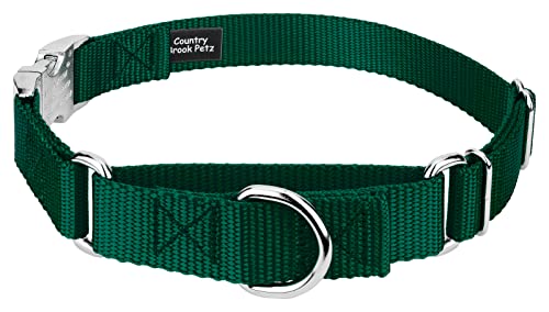 Country Brook Petz - Martingale Dog Collar - Heavy Duty Nylon Adjustable Martingale Dog Collar with Premium Buckle for Small Medium Large Breeds (5/8 Inch, Extra Small, Green) - color: Green, size: Extra Small (Pack of 1)