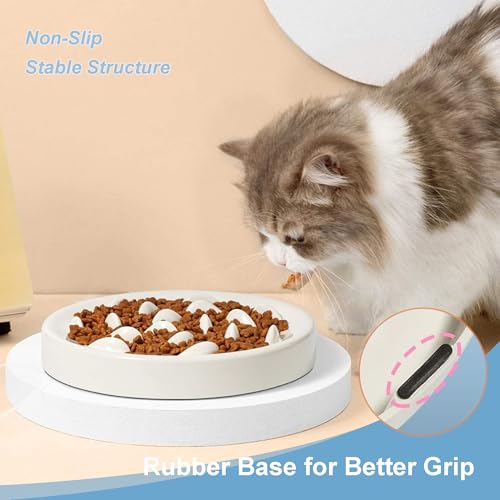 Slow Feeder Bowl for Cats and Small Dogs,Cilkus Fish Pool Design, Fun Interactive Bloat Stop Puzzle Feeder Bowl Healthy Eating Diet Made of Melamine Food Grade Material Dishwasher Safe (White) - color: White