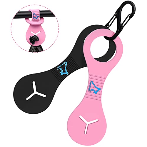Dog Poop Bag Holder for Leash Waste Bag Carrier Dog Poop Bag Dispenser for Walking Running Bicycle Accessory 2 Pieces (Black + Pink) - color: Black + Pink