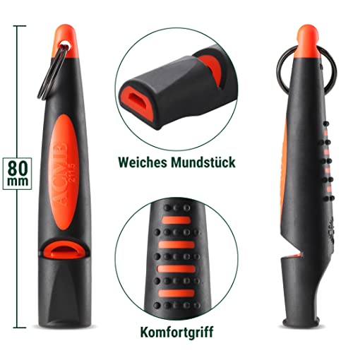 ACME Alpha 211.5 Professional Dog Training Whistle with Enhanced Ergonomic Grip. BPA-Free Plastic. 110 dBA. Long Range. Standardized Frequency. Weatherproof. Made in the UK (Black on Day Glow Orange) - color: Black on Day Glow Orange