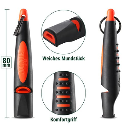 ACME Alpha 211.5 Professional Dog Training Whistle with Enhanced Ergonomic Grip. BPA-Free Plastic. 110 dBA. Long Range. Standardized Frequency. Weatherproof. Made in the UK (Black on Day Glow Orange) - color: Black on Day Glow Orange