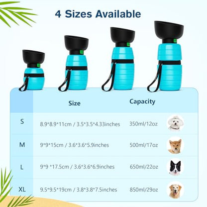 Pecute Portable 22 oz Dog Water Bottle, 2 in 1 Dog Water Bottle Bowl Leakproof with Double Seal, BPA Free, Lightweight, Pet Water Bottel Dispenser for Outdoor Walking Triping Hiking Camping Travels | Pet Water Dispenser Portable for Outdoor Walking Hiking