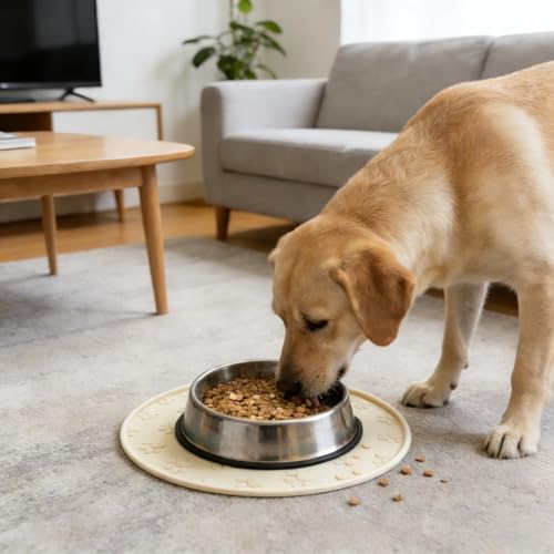 Dog Food Mat - Waterproof Silicone Dog Mat for Food and Water, Pet Food Mat with Edges for Protecting Floors (1Pack Cream) - color: 1Pack Cream