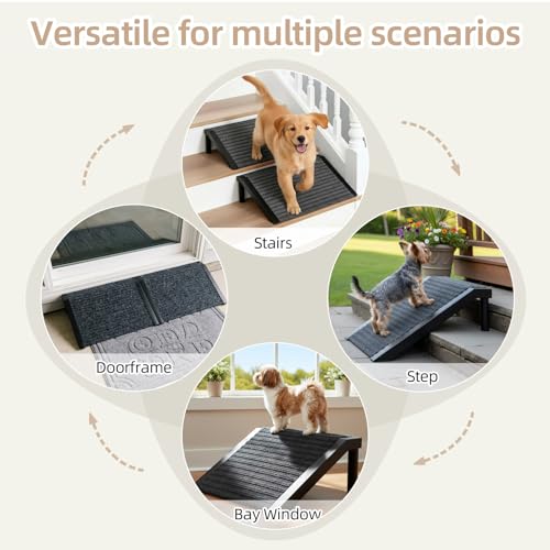 Dog Ramp for Stairs – Non-Slip Pet Steps with Locked-in Carpet & Iron Frame, Helps Senior Dogs & Small Breeds Climb Safely (2-Pack) - size: 2-Pack