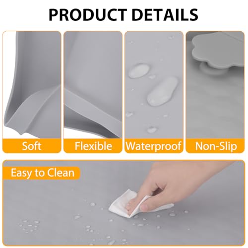 Pee Pads Tray Silicone Dog Bedpan Tray, High Edge Puppy Pad Holder Tray for Easy to Clean and Spill Free Dog Bedpan Training Pad Tray with Fixing Buckle (24 INCH x 24 INCH， with Clip)
