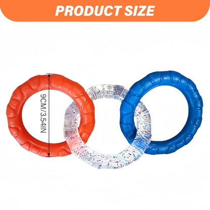 Dog Ring Toy for Training and Teeth Cleaning Rubber Dog Rings Chew Toy with 3 Color Rings Interactive Indestructible Toys for Small Medium Large Dogs.