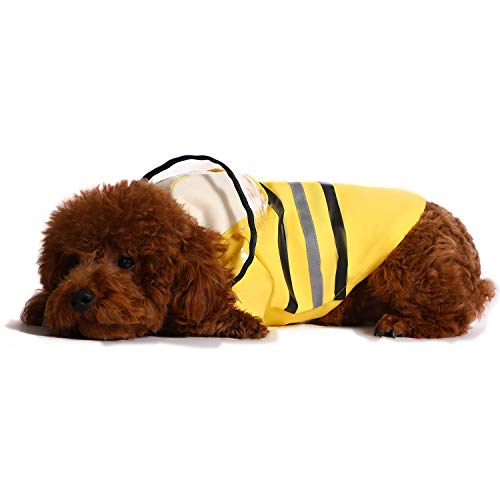 Wizland Reflective Dog Raincoat Dog Rain Jacket with Hood Lightweight Waterproof Rain Coat for Puppies (Yellow M) - color: Yellow, size: Medium