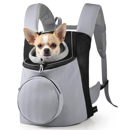 BONTHEE Pet Dog Backpack Carrier Small Pet Front Backpack,Ventilated Mesh Dog Travel Back Pack with Sturdy PE Bottom Support, Chest Buckle for Small Dogs & Cats, Outdoor Hiking for Pets Up to 10 lbs