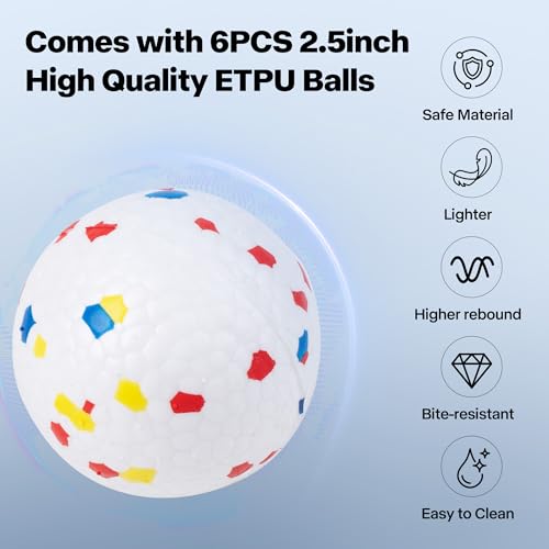 Pet Prime Upgraded Automatic Dog Ball Launcher for Large Dogs,Interactive Rechargeable Dog Ball Thrower Launcher Toy,Adjustable 10-64ft,6PCS 2.5" ETPU Balls & 1 Whistle Included,Outdoor Use