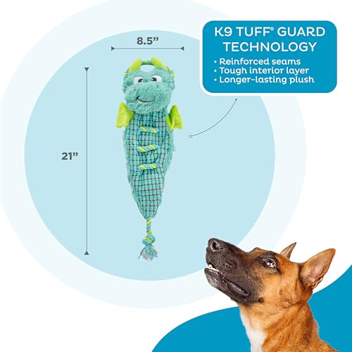 Outward Hound Ropiez Rope Interactive Dog Tug Toy for Tugging Squeaky Fun, 21 Inch Dragon, Blue, Medium - color: Ropiez Dragon
