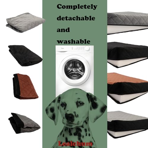 Lealchum Large Dog Car Seat,Memory Foam Cushion Car Seat for 2 Small Dogs,Comfy Car Dog Bed with Side Pocket and 2 Clip-On Safety Leashes,Easy to Install Cars Seat for Dogs(Black, Large) - color: Black