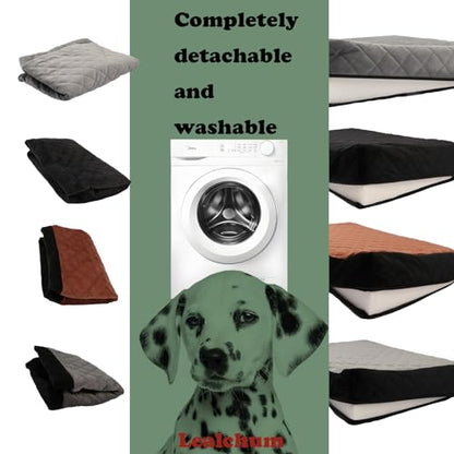 Lealchum Dog Car Seat for Medium/Large Dogs,2 Clip-On Safety Leashs for 2 Small Dogs,Removable and Washable Comfy Pet Car Seat,Easy to Install and Clean (Beige, Large) - color: Beige