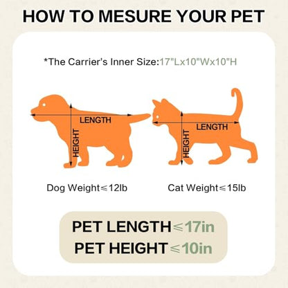 18x11x11 Small Cat/Dog/Pet Carrier – Airline Approved, Collapsible with Expandable Top and Sides. Soft-Sided Travel Puppy Carry Bag, Small Animal Rabbit Kennel Carrying Case, Kitten Mesh Cage - color: Beige