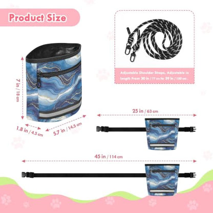 Marble Waves Water-Resistant Dog Treat Pouch, 3 Ways to Wear Treat Bag with Magnetic Closure & Reflective Strip, Hands-Free for Pet Training, Walking