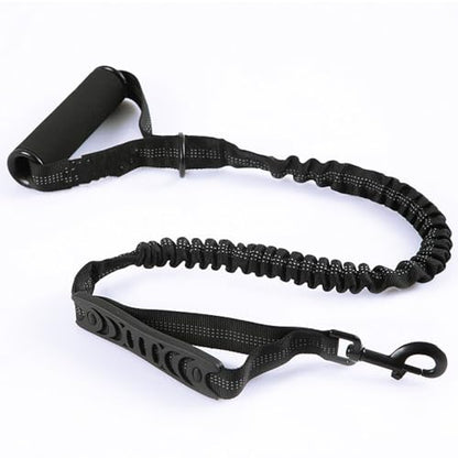Bungee Double Handle Dog Leash Shock Absorbing Lead Traffic Control, Black | Two Handles, Reflective, Shock Absorption, 4FT to 5FT Elastic Length, For Small Medium Large Dogs, No Adjustable - color: Black