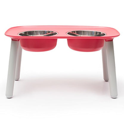 Messy Mutts Elevated Double Feeder with Stainless Bowls | Adjustable Height 3”, 5”, or 10” | Adjustable Standing Feeder for Dogs | 5 Cups per Bowl | Watermelon - color: Watermelon