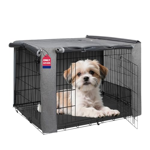 HiCaptain Breathable Dog Crate Cover 24 Inch, Durable Heavy Duty Kennel Cover, Dual Zippered Panels, Windproof Waterproof UV-Resistant(Grey) - color: Grey, size: 24.0"L x 18.0"W x 20.0"H