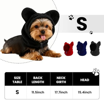 Dog Snood Winter Hood with Ear Protection, Fleece Neck Warmer for Dogs, (Black, Small) - color: Black, size: Small
