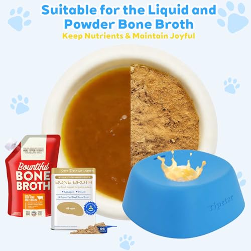 Yipetor Slow Feeder Dog Bowls for Liquid Treat, 【Enrichment Ball-Roll】 Bone Broth Dog Lick Bowl, 3/4 Cup Yogurt Pup Lick Toy for Large Medium Small Breeds Dietary Supplement/Post-op Nutrition - color: blue