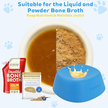 Yipetor Slow Feeder Dog Bowls for Liquid Treat, 【Enrichment Ball-Roll】 Bone Broth Dog Lick Bowl, 3/4 Cup Yogurt Pup Lick Toy for Large Medium Small Breeds Dietary Supplement/Post-op Nutrition - color: blue