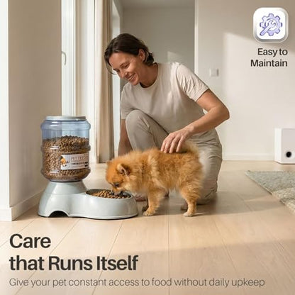 Flexzion Automatic Pet Feeder & Waterer Set of 2 Pack, Self Feeding Replenish Dog Cat Bowls, Gravity Food & Water Storage Container Fountain Jug Pet Supplies Plastic Skid Proof Rubber Feet (1 Gallon) - color: Waterer + Feeder, size: 4-6 lb Feeder (1 Gallo