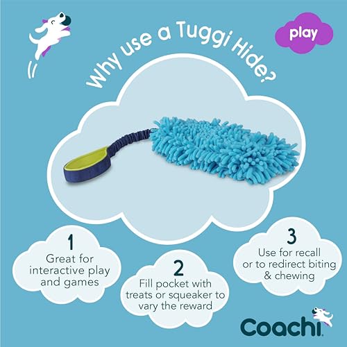 Coachi Tuggi Hide - Interactive Dog Toy for Tug of War & Play. Strong & Comfortable, Stretchy Bungee Handle, Reward Training, Interrupting Biting & Chewing. Ideal for Agility and Suitable for Puppies - style: Tuggi Hide
