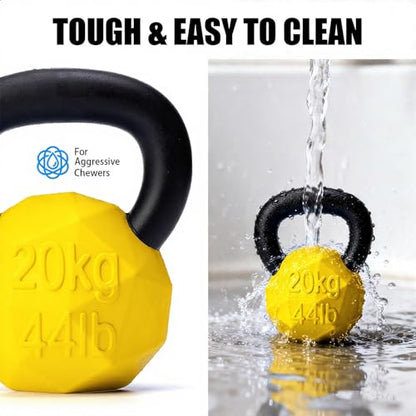 MECOOL Indestructible Dog Toy for Aggressive Chewers - Heavy Duty Chew Ring with Durable Nylon and Treat Dispenser Rubber Base, Interactive Food Puzzle Dog Chew Toy,Large Yellow - size: L Yellow