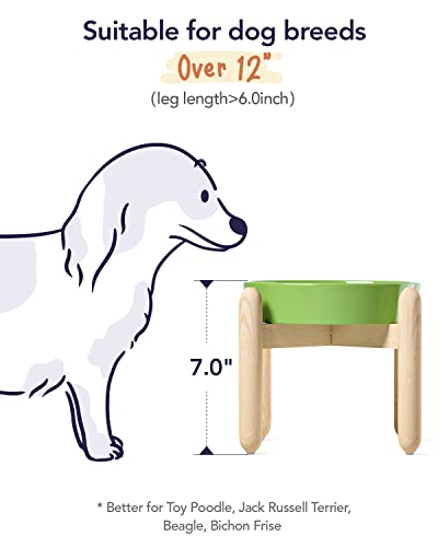 LE TAUCI Ceramic Slow Feeder Dog Bowls Elevated for Small and Medium Breed, Dog Bowls with Wooden Stand, 1.5 Cups Pet Dishes to Slow Down Eating, Anti-Gulping Pet Feeding Dishes, Clover Green - color: Clover Green+Stand, size: M-1.5 Cups