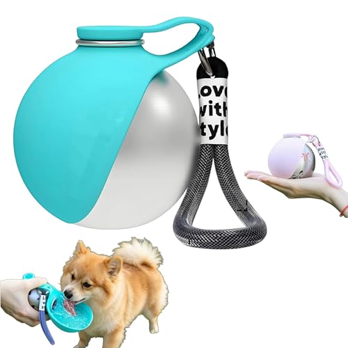 2 in 1 Portable Dog Water Bottle Portable Dog Water Bottle with Silicone Foldable Bowl Leak Proof Stainless Steel Dog Bottle for Hiking Compact Pet Water Bowl (Blue A) - color: Blue A