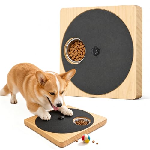 Dog Nail Scratch Board with Treat Box, 3-in-1 Wooden Pet Scratch Board for Nails, Adjustable Resistance Dog Nail File Toy for Stress-Free Grooming, Slow Feeder Puzzle Toy for Dogs