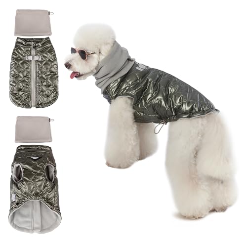 Dog Winter Jacket Waterproof Windproof, Thermal Fleece Lined Adjustable Reflective Dog Coat with Harness Hole for Cold Weather Outdoor Walking (Gray, XXX-Large) - color: Gray, size: 3XL:Chest 25.2'' , Length: 17.7''