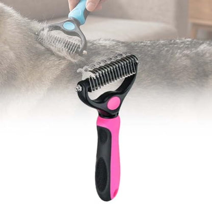 Sakerplus Pet Grooming Tool for Dogs & Cats, Professional Deshedding & Dematting Brush, Stainless Steel Undercoat Rake for Long & Short Hair Pets, Gentle Pet Hair Remover Comb (Pink,Large) - color: Pink,Large