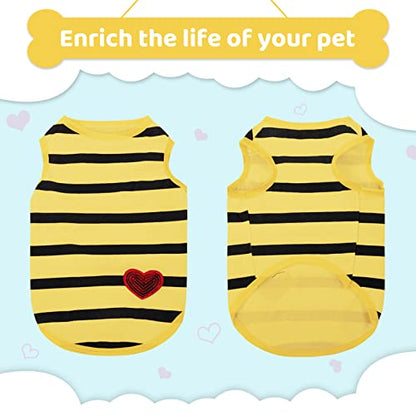 Pet Dog Striped T-Shirt Dogs Cats Cotton Vest Spring Summer Pet Apparel Tee Shirt Suitable for Small and Medium Large Pets French Bulldog Bichon - color: Yellow-Vest, size: X-Small
