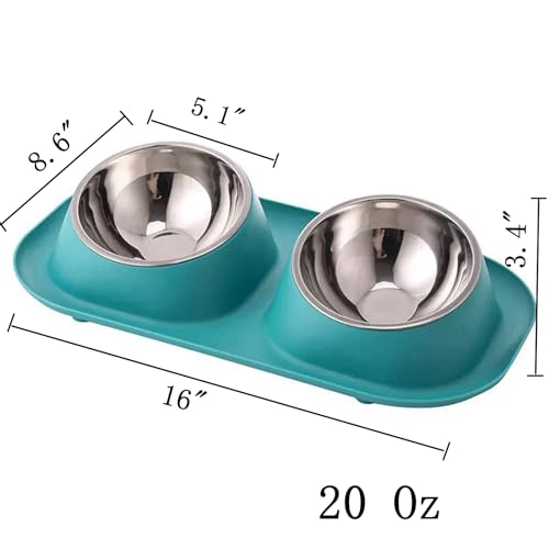 Anti Vomiting Double Feeding Bowls for Cats and Dogs Elevated Raise Tilted Cat Food Bowls No Spill Anti Skid Design Grey - color: Grey