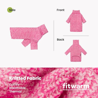 Fitwarm Knitted Turtleneck Dog Sweater, Cozy Dog Winter Clothes for Small Dogs Girl, Holiday Pet Outfit, Heather Pink, Small - color: Heather Pink, size: Small