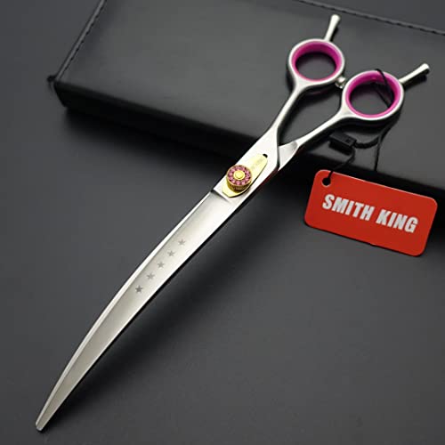 Professional Dog Grooming Shears Set Dogs Straight & thinning & Curved scissors & chunkers Scissorswith comb in 1 Set for Right-handed & Left-handed (8.0 Silvery right-handed) - color: 8.0 Silvery Right-handed