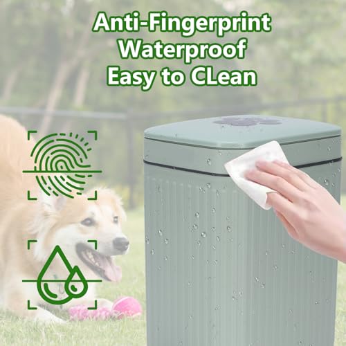 Dog Poop Trash Can Outside with Lid,7L/1.8Gal Outdoor Dog Poop Wast Trash Can Bucket with Step Pedal,Outdoor Pet Waste Container-(Include 75 Waste Bags)-Ideal for Yard,Porch-Sage Green